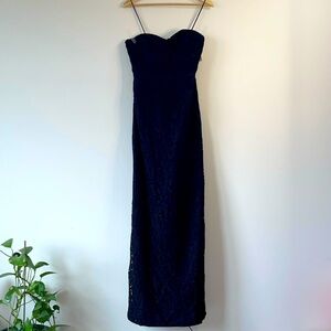 JCrew Natasha Gown Long Dress Leavers Lace Black  Bridesmaid Formal size 4 P